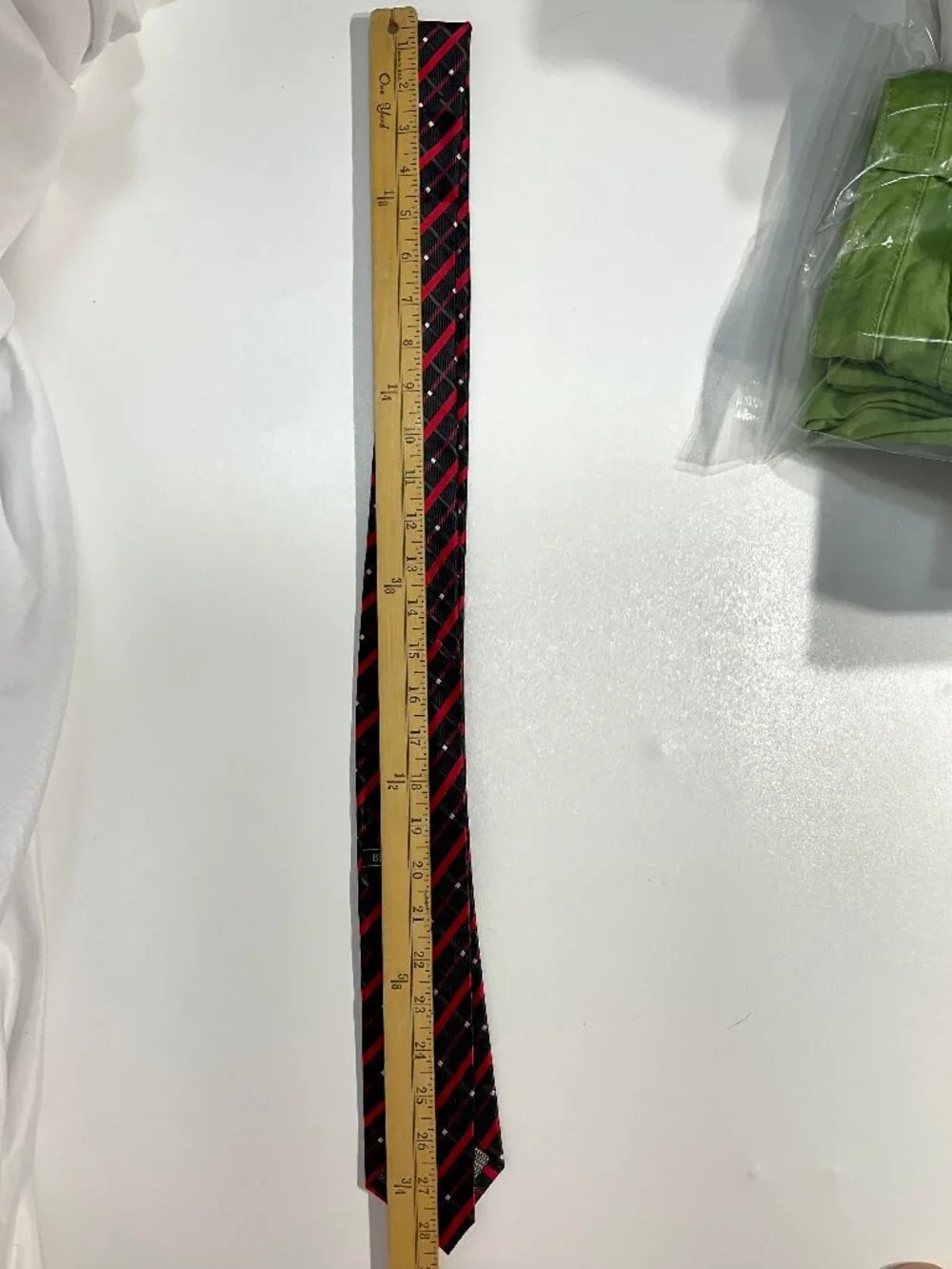 Bill Robinson Mens Tie Black Red White Plaid